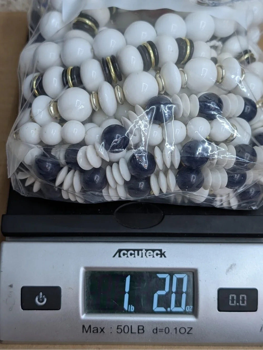 Vintage White Plastic Bead Necklace Lot Set 8 Mid Century Monochrome Modernist